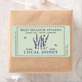Lavande et abeilles Miel Étiquette Dashed (En situation)