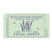 Lavande et abeilles Miel Étiquette Dashed (Devant)