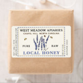 Lavande et abeilles Miel Étiquette Dashed (En situation)