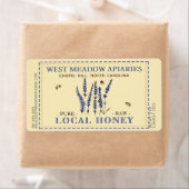 Lavande et abeilles Miel Étiquette Dashed (En situation)