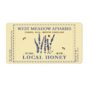 Lavande et abeilles Miel Étiquette Dashed (Devant)