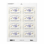 Lavande et abeilles Miel Étiquette Dashed (Feuille entière)