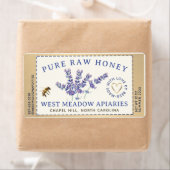Lavande et abeilles Miel Étiquette Dashed (En situation)