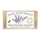 Lavande et abeilles Miel Étiquette Dashed (Devant)