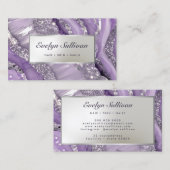 lavande et argent parties scintillant carte de vis (Devant / Derrière)