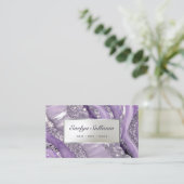 lavande et argent parties scintillant carte de vis (Debout devant)