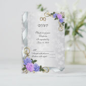 Lavande et carte de réponse roses bleus (Debout devant)