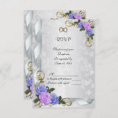 Lavande et carte de réponse roses bleus (Devant / Derrière)