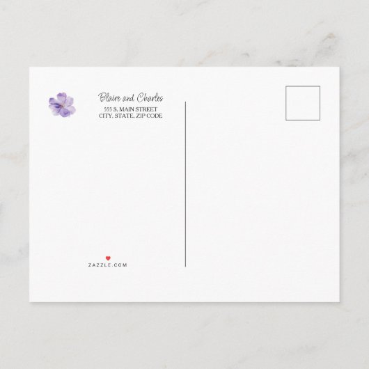 Lavande et cartes postales vertes Enregistrer la c (Dos)