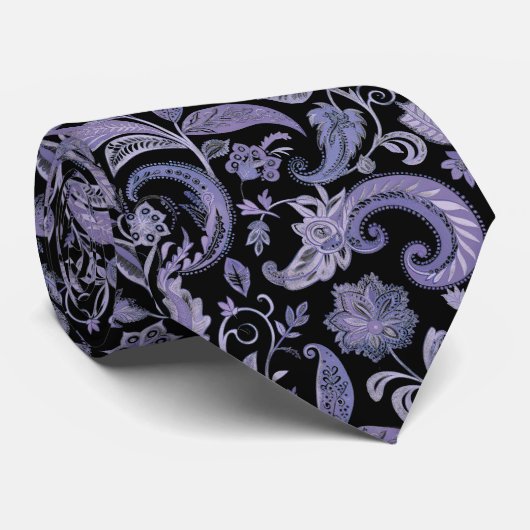 Lavande et Cravate noir Paisley (Roulé)