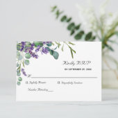 Lavande et Eucalyptus Elegant Wedding Carte RSVP (Debout devant)