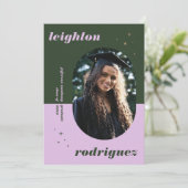 Lavande et Faire-part de graduation photo verte (Debout devant)