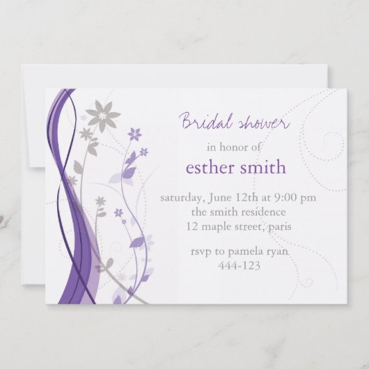 Lavande et invitation florale grise de charme (Devant)