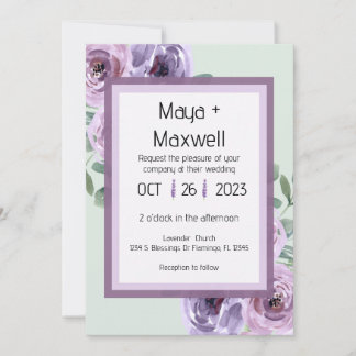 Lavande et Menthe verte 5x7 Faire-part de mariage