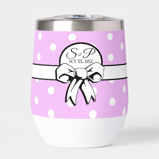 Lavande et pois blanc Pointe Blanc Bow Personnalis (Avant)