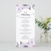 Lavande et Rose gris Floral Wreath Mariage Menu (Debout devant)