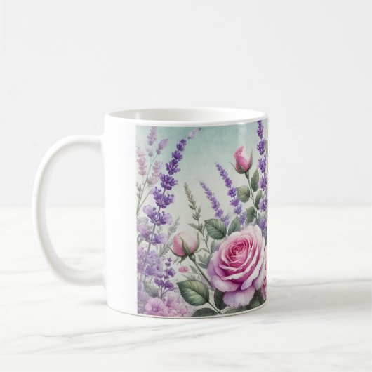 lavande et tasse de jardin rose (Gauche)