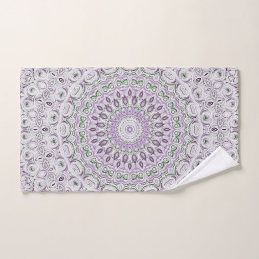 Lavande et vert Mandala Motif Design (Serviette à main)