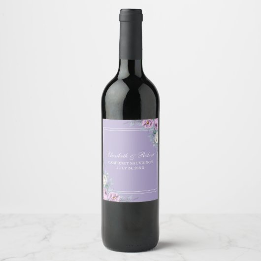 Lavande Étiquette de vin floral violet (Devant)