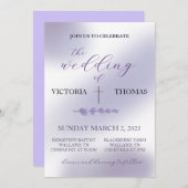 Lavande Faire-part de mariage (2 Lieux) (Devant / Derrière)