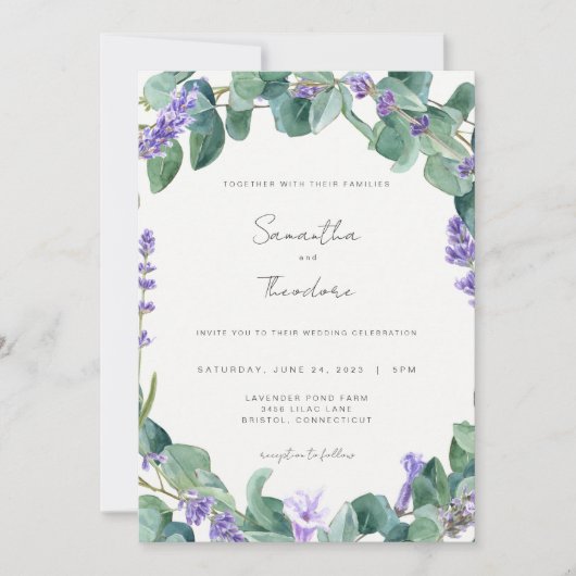 Lavande Faire-part de mariage vert violet moderne
