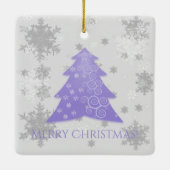 Lavande Festif Arbre de Noël Ornement en céramique (Dos)