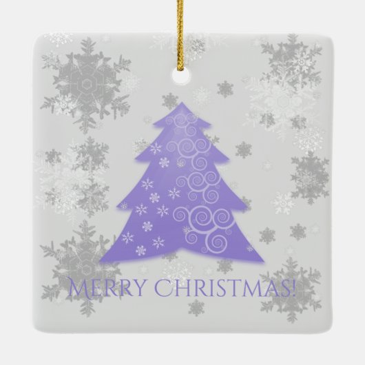 Lavande Festif Arbre de Noël Ornement en céramique (Dos)