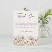 Lavande Fleur sauvage Carte de remerciements beige (Debout devant)