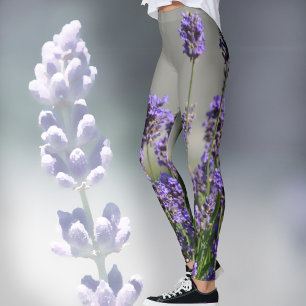 Lavande fleurit Floral Botanical Grey Leggings