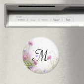 Lavande Fleurs sauvages Monogramme Aimant initial (In Situ (Lave-vaisselle))