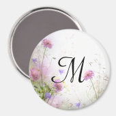 Lavande Fleurs sauvages Monogramme Aimant initial (Recto/Verso)