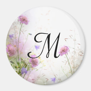 Lavande Fleurs sauvages Monogramme Aimant initial