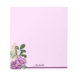 Lavande Fleurs violettes Bloc-notes Votre nom Text