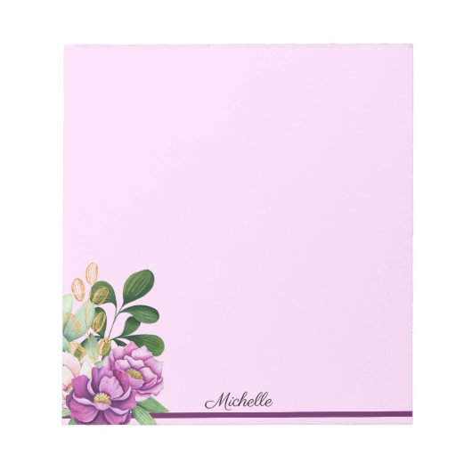 Lavande Fleurs violettes Bloc-notes Votre nom Text (Devant)