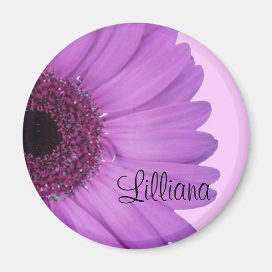 Lavande Gerbera Daisy Magnet rond (Devant)