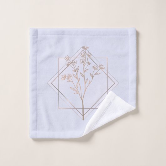Lavande gris avec design floral doré (Gant de toilette)