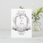 Lavande Gris Crest Swan Faire-part de mariage (Debout devant)