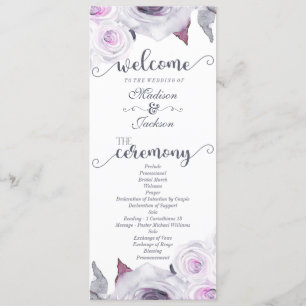 Lavande & Gris Floral Wreath Wedding Programme