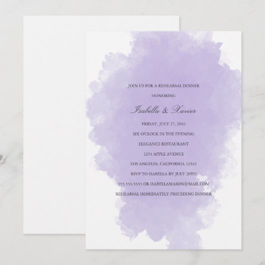 Lavande | Invitation au dîner de répétition (Devant / Derrière)