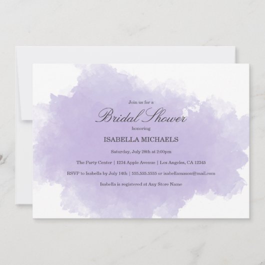 Lavande | Invitation de douche nuptiale (Devant)