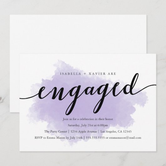 Lavande | Invitation de la partie d'engagement (Devant / Derrière)