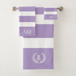 Lavande Laurel Wreath et Motif des rayures blanche