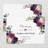 Lavande Marine Bleu Floral Fleur Mariage Merci (Devant / Derrière)