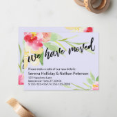 Lavande Nous Avons Déplacé Carte Fleurs Aquarelles (Devant/Arrière en situation)