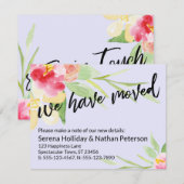 Lavande Nous Avons Déplacé Carte Fleurs Aquarelles (Devant / Derrière)