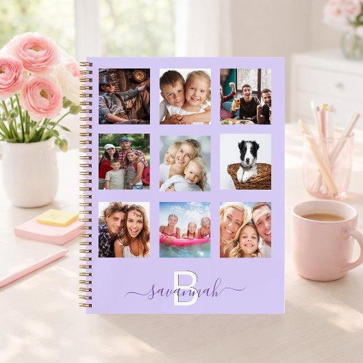 Lavande photo collage monogramme journal moderne