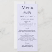 Lavande photo fun faits carte de menu d'anniversai (Devant)