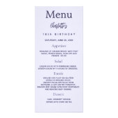 Lavande photo fun faits carte de menu d'anniversai (Devant)