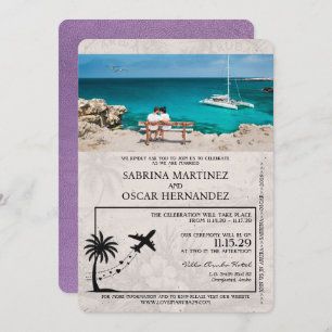 Lavande Purple Aruba Faire-part de mariage de pass
