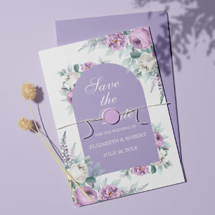 Lavande Purple Floral Enregistrer La Carte Date